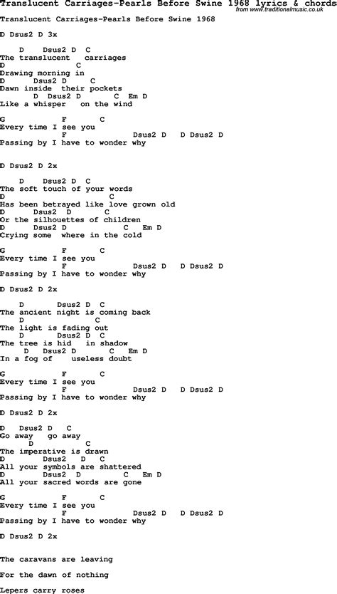 Translucent Carriages lyrics [Pearls Before Swine]