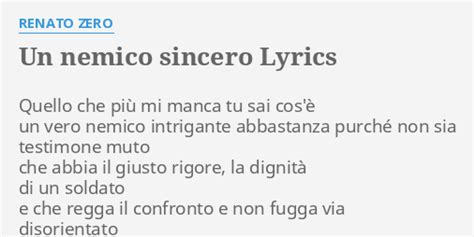 Un nemico sincero lyrics [Renato Zero]