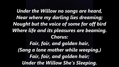 Under the Willow She's Sleeping lyrics [Stephen Foster]