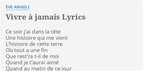 Vivre à jamais lyrics [Ève Angeli]