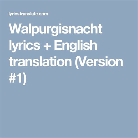 Walpurgisnacht lyrics [Abrogation]