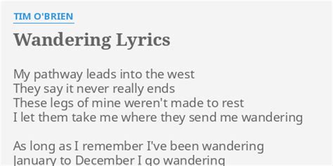 Wandering lyrics [Tim O'Brien]