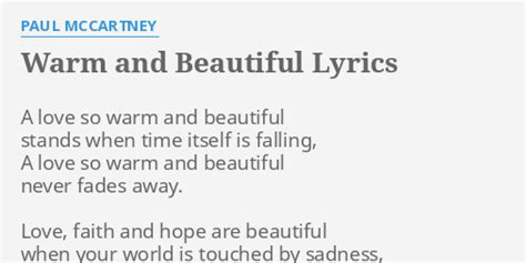 Warm and Beautiful lyrics [Paul McCartney & Wings]