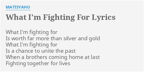 What I'm Fighting For lyrics [Matisyahu]