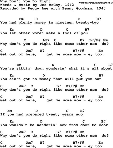 Why donit you do it right lyrics [Peggy Lee]