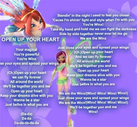 Winx Open Up Your Heart lyrics [Winx Club]