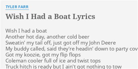 Wish I Had a Boat lyrics [Tyler Farr]