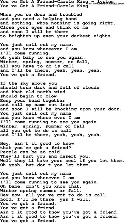 You've Got A Friend lyrics [The Soldiers]