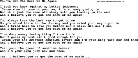 You’ve Got the Best of Me Again lyrics [George Jones]