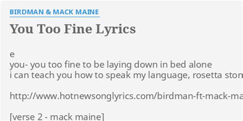 You Too Fine lyrics [Birdman]